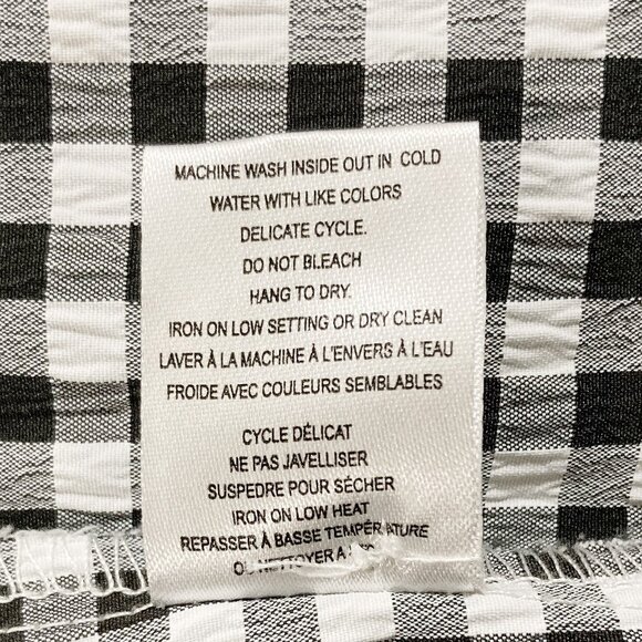 TAMARA H. Black white gingham sleeveless adjustable tie front MEDIUM LARGE shirt - Picture 14 of 14